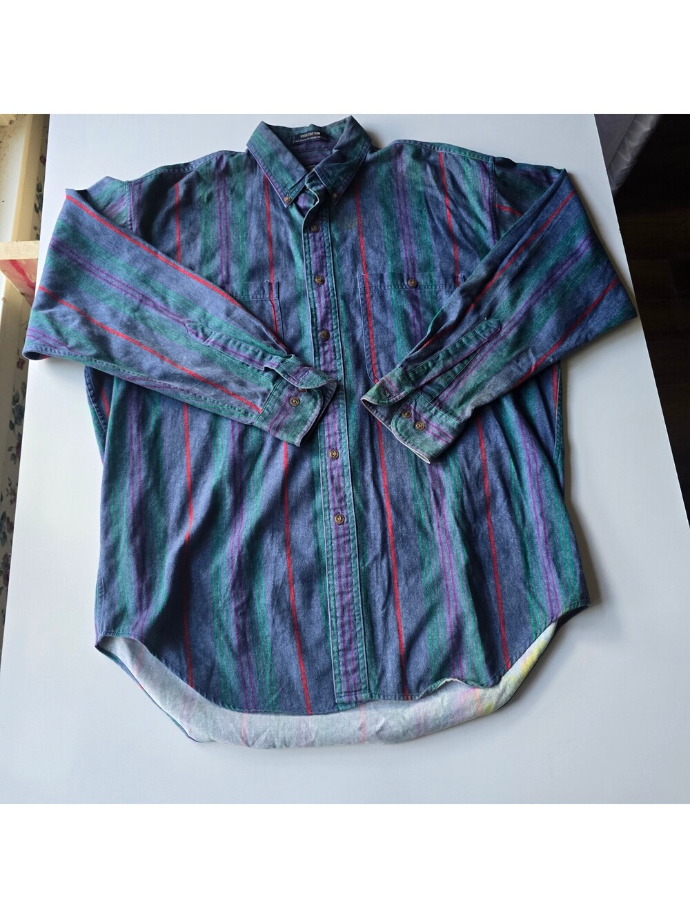 Vintage Chaps Ralph Lauren Striped Button Down Shirt Large Made in USA Scout Tag